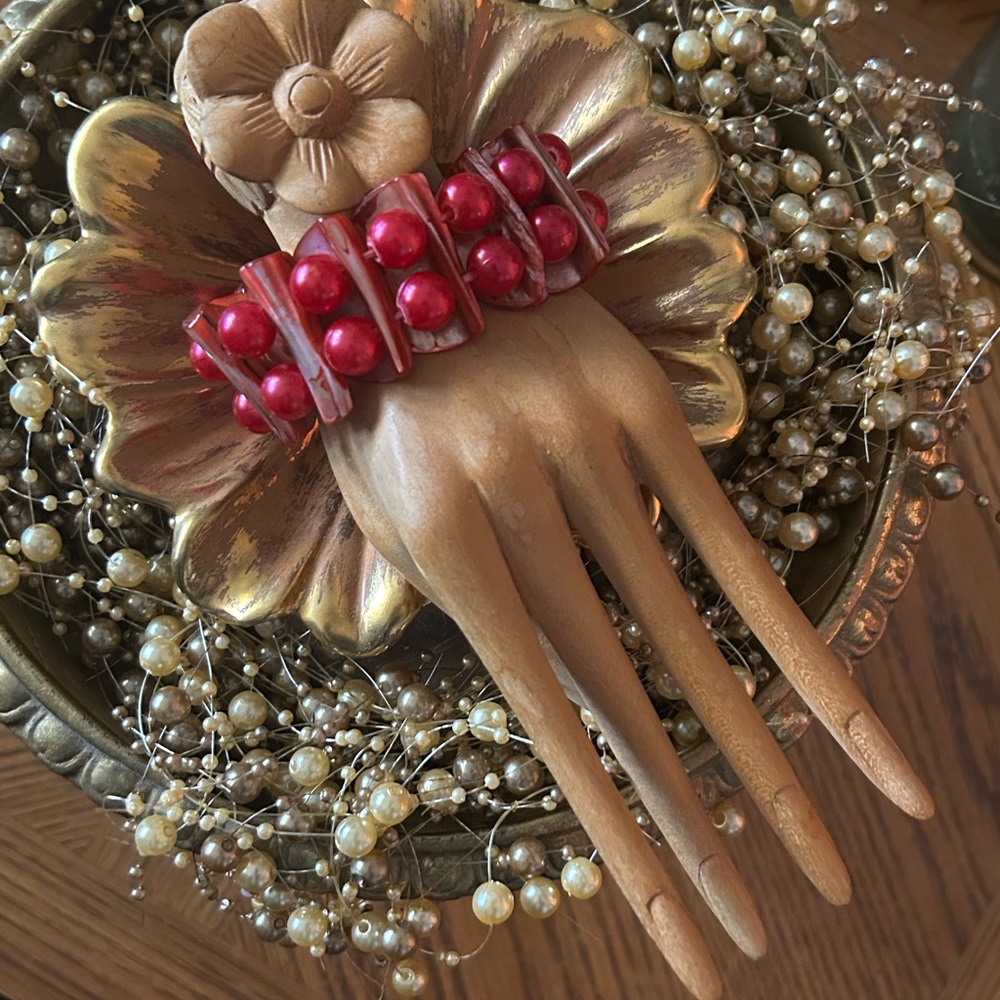 Pink Faux Pearl & Mother of Pearl Stretch Bracelet